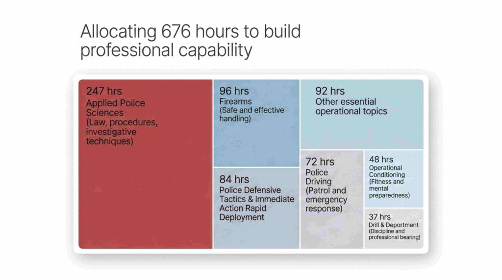 RCMP training hours breakdown 676 hours police academy curriculum Canada Depot Division